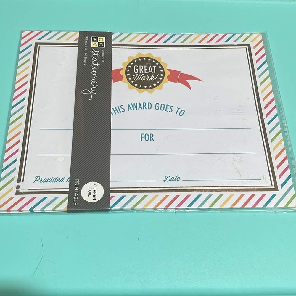 Award designed printable letters Copper foil 8.5x11 in